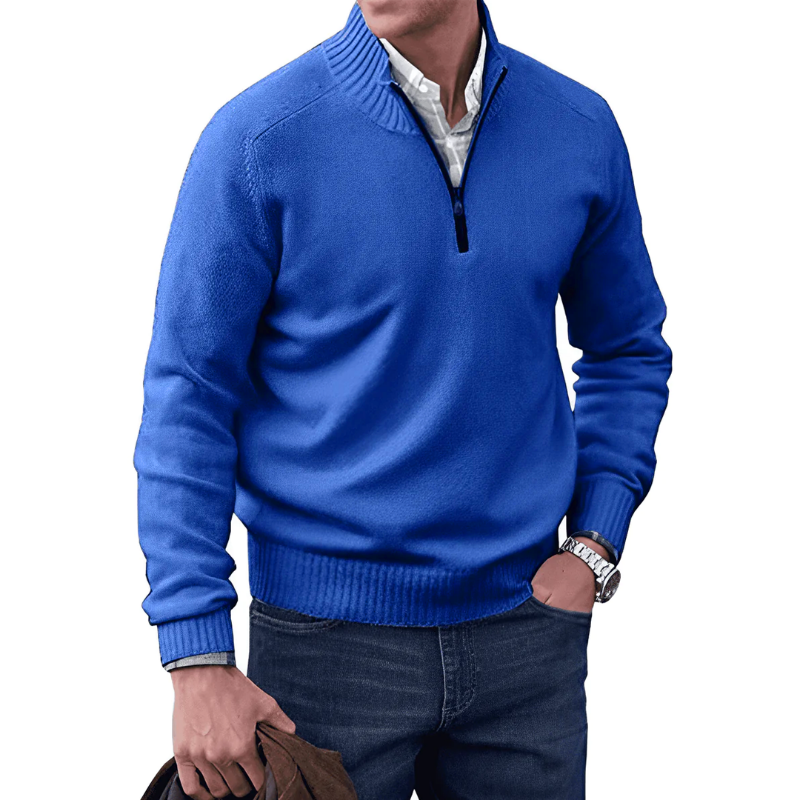 Levoire | Pull En Cachemire Avec Zip Bleu