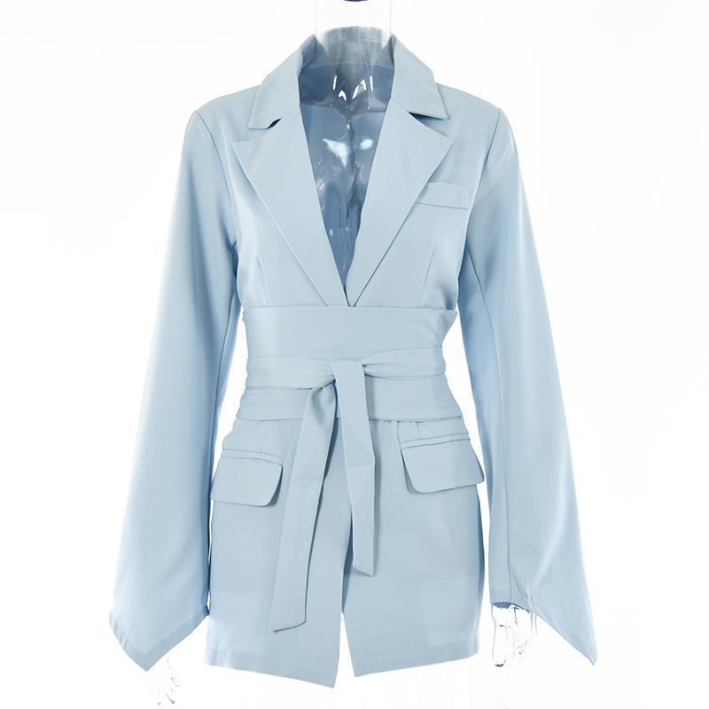 Levoire | Élégante Robe Longue Étroite Avec Ceinture Pour Femmes Bleu clair
