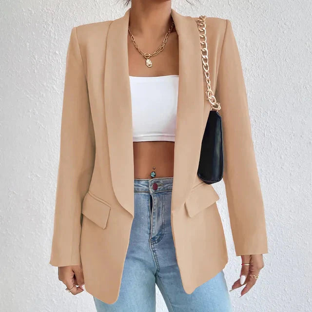 Levoire | Veste Blazer Longue À Ouvert Devant Pour Femmes Khaki