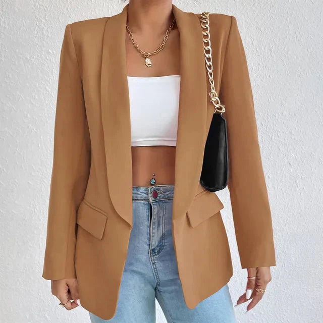 Levoire | Veste Blazer Longue À Ouvert Devant Pour Femmes Braun