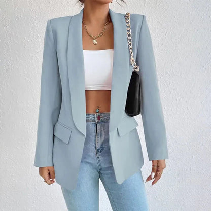 Levoire | Veste Blazer Longue À Ouvert Devant Pour Femmes Bleu ciel