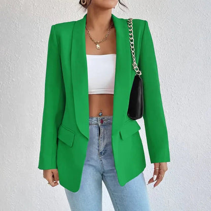 Levoire | Veste Blazer Longue À Ouvert Devant Pour Femmes Vert