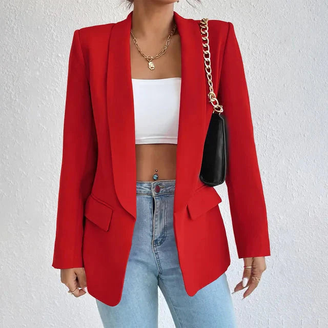 Levoire | Veste Blazer Longue À Ouvert Devant Pour Femmes Rot