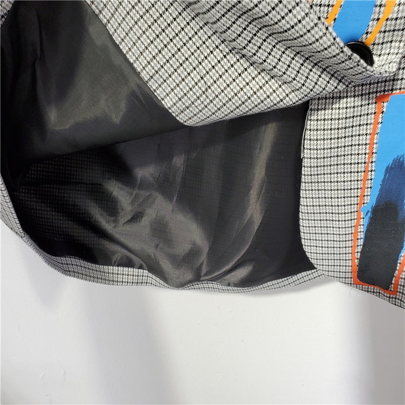 Levoire | Grande Taille Gris Imprimé Blazer Pour Femmes