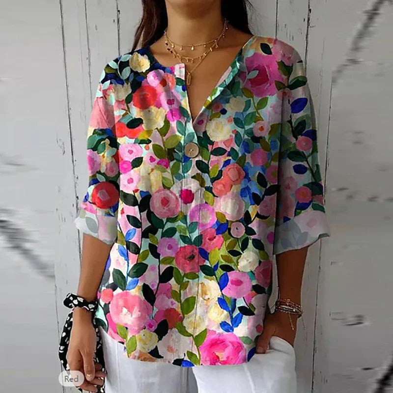 Levoire | Chemise Décontractée À Boutons Pour Femmes En Loose Fit Imprimée Multicolore 1