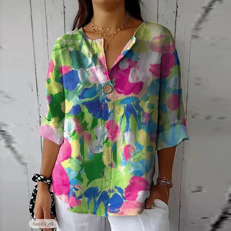 Levoire | Chemise Décontractée À Boutons Pour Femmes En Loose Fit Imprimée Multicolore 3