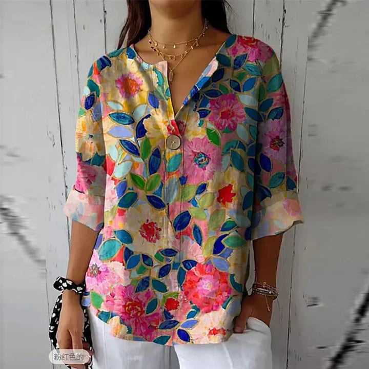 Levoire | Chemise Décontractée À Boutons Pour Femmes En Loose Fit Imprimée Multicolore 2