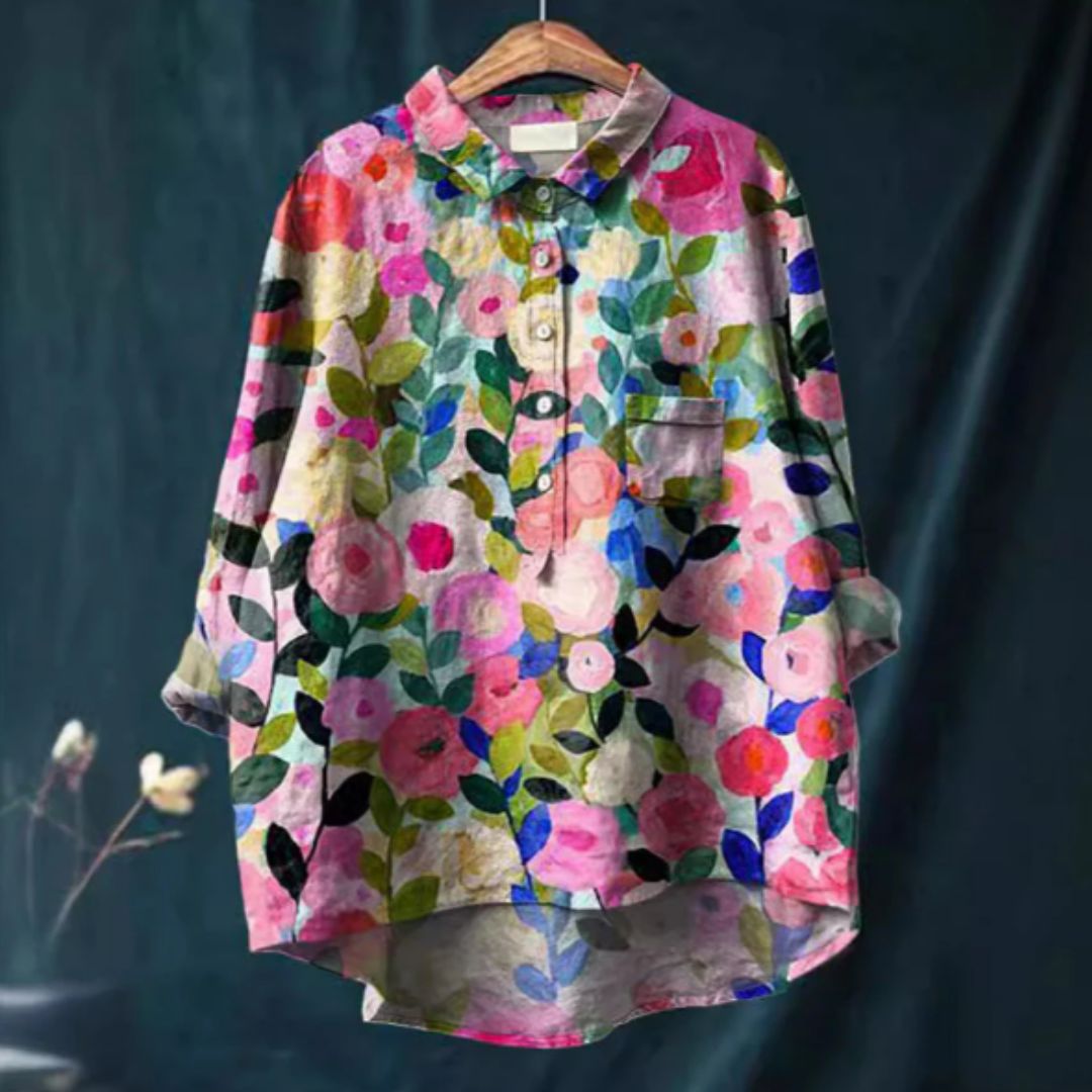 Levoire | Long Sleeve Button Up Plus Size Blouse Women'S Clothing Rosa