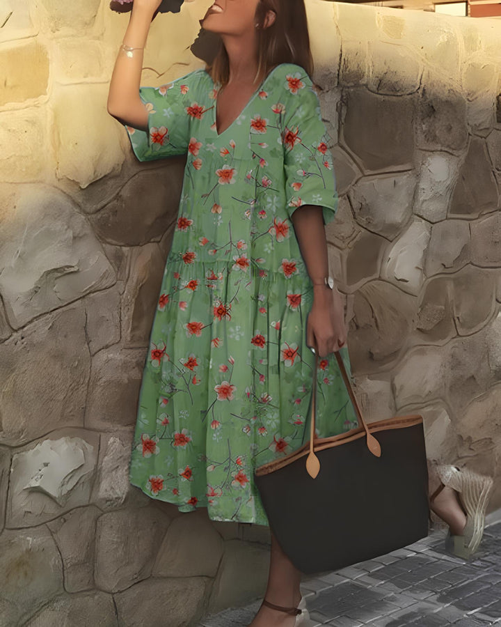 Levoire | Robe Midi À Encolure En V En A Été vert clair