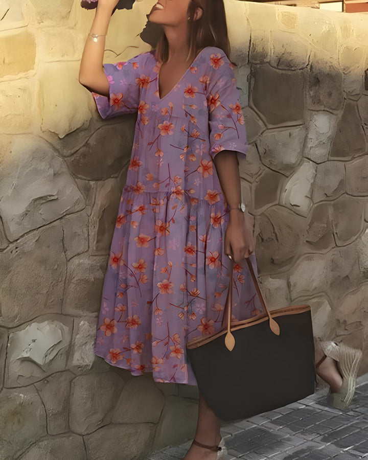 Levoire | Robe Midi À Encolure En V En A Été Lilas
