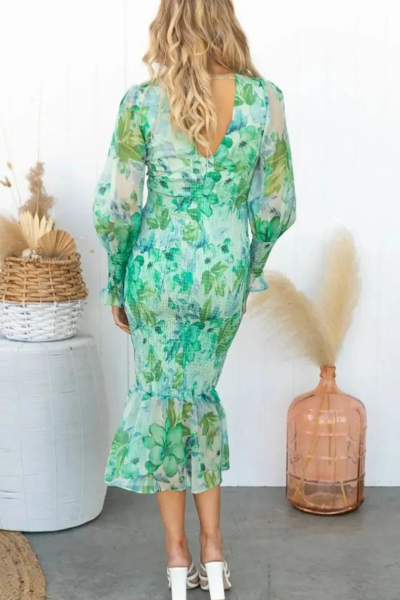 Levoire | Manches Longues Robe Élégante À Col V Robe Midi