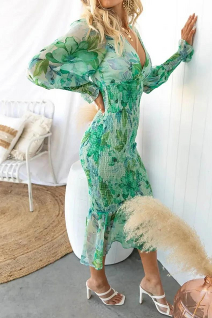 Levoire | Manches Longues Robe Élégante À Col V Robe Midi