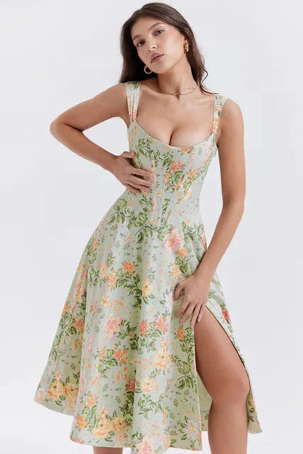 Levoire | Robe À Manches Sans Korsage Robe D'Été vert