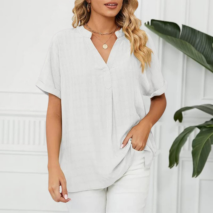 Levoire | Manches Courtes Décolleté En V Vêtements Grandes Tailles Pour Femmes Blanc