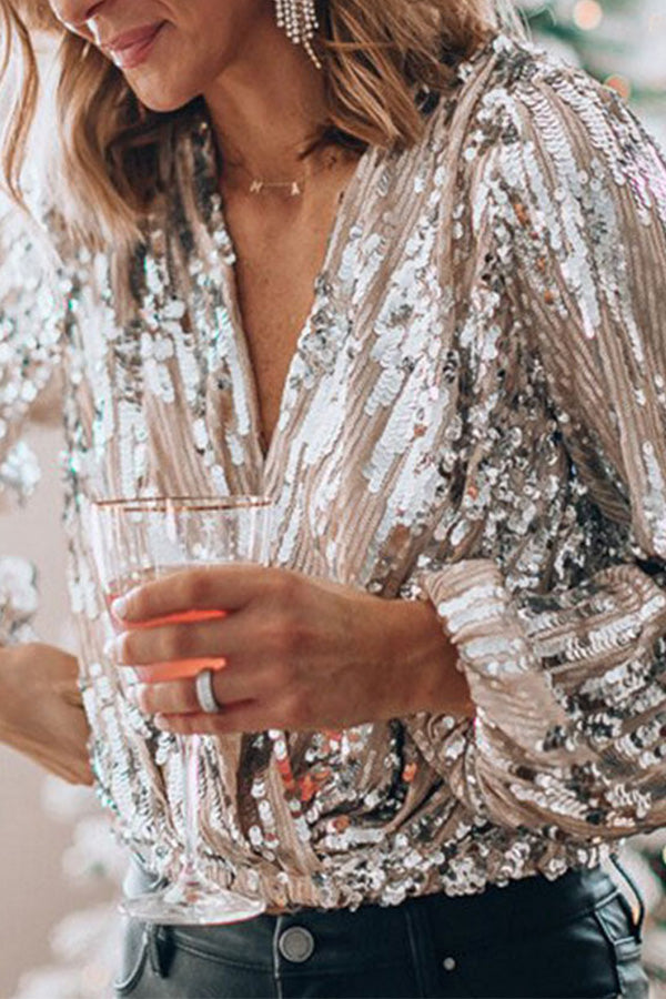 Levoire | Blouse, Manches Longues, Paillettes, Top À Paillettes, Tops Festifs