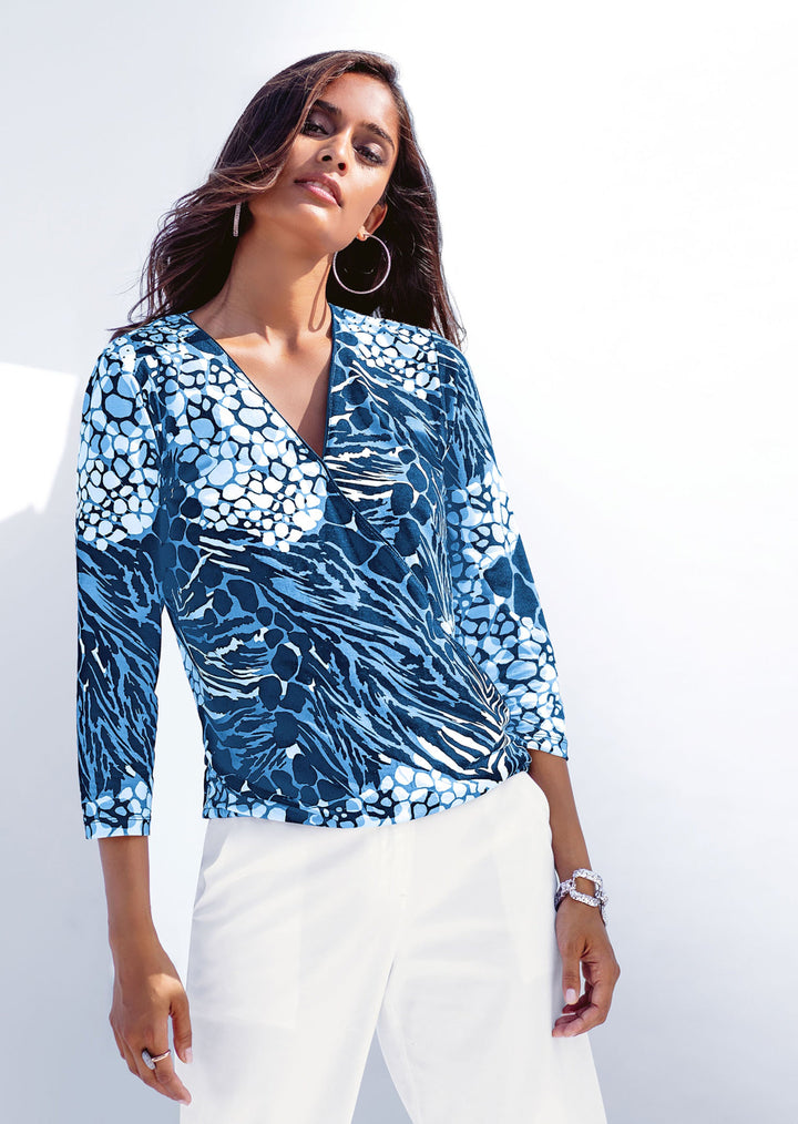 Levoire | Vêtements Pour Femmes Cardigan À Manches Longues Croisé Avec Décolleté En V Bleu