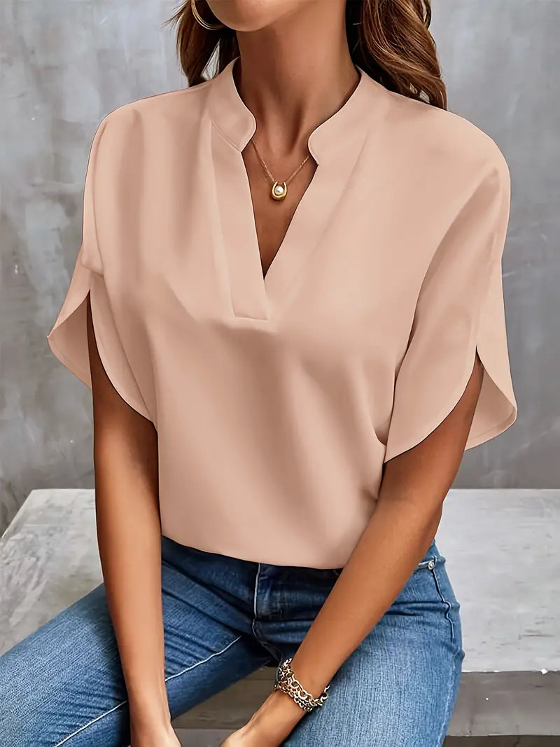Levoire | Décolleté En V Manches Courtes Satin Vêtements Damen Abricot