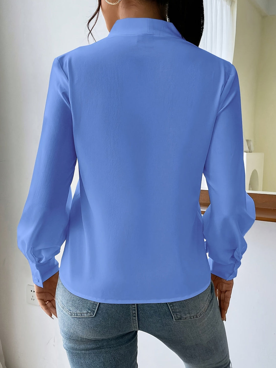 Levoire | V-Cou Élégante Blouse Dame Manches Lanternes Manches Longues Blouse Dame