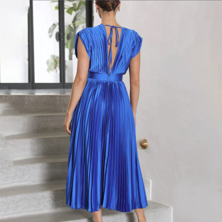 Levoire | Élégante Robe Maxi Plissée Électrique