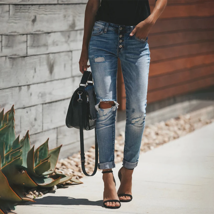 Levoire | Jeans Avec Des Déchirures Pour Femmes Bleu