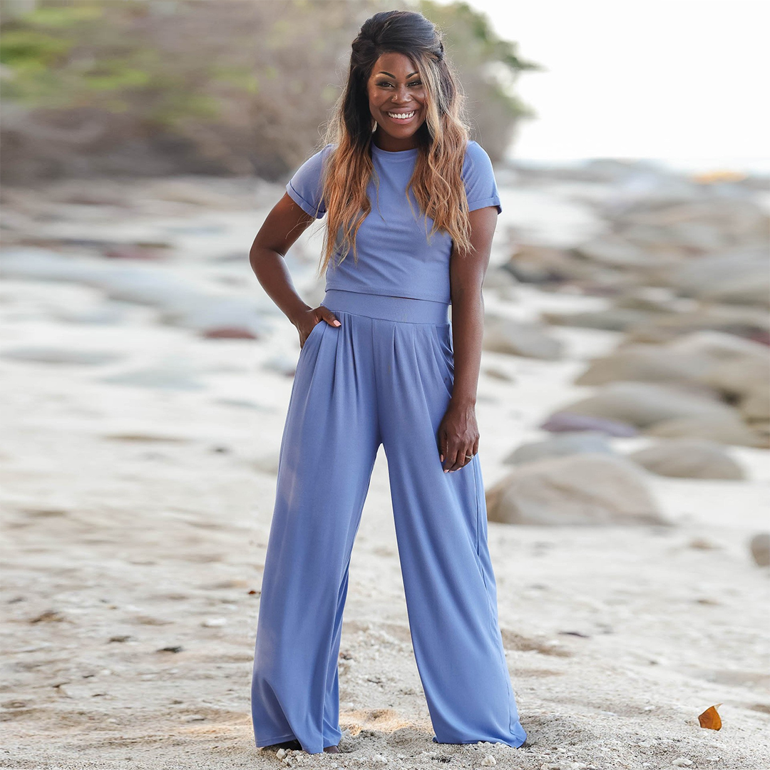 Levoire | Chemise Et Pantalon Set Pour Femmes Bleu