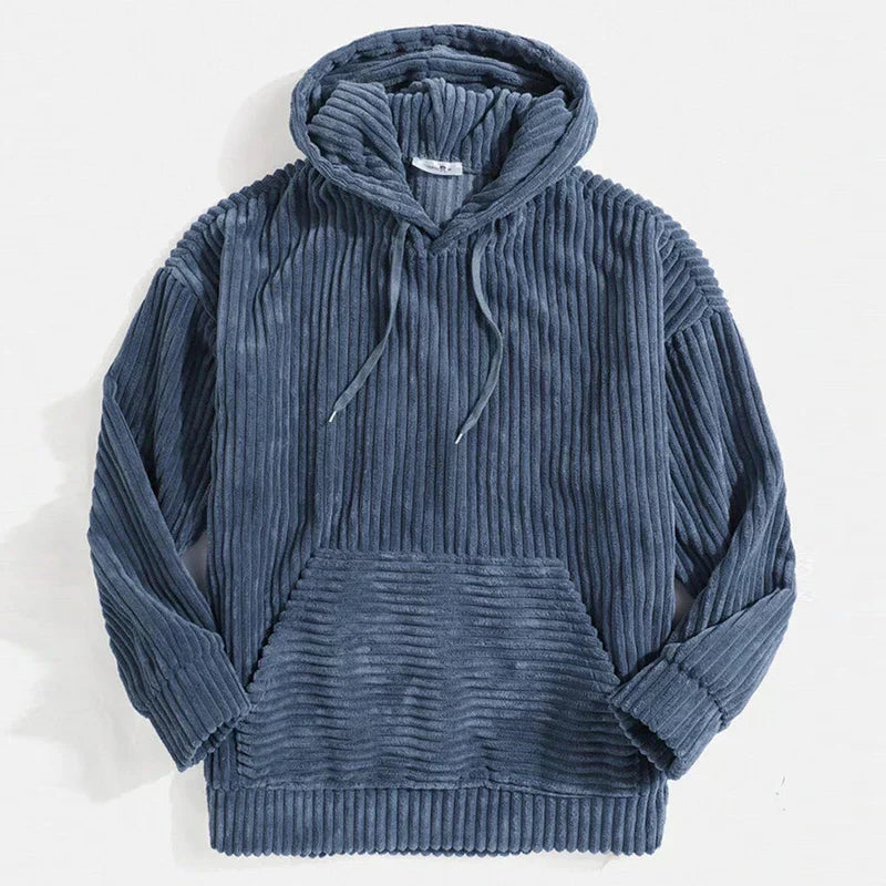 Levoire | Sweat À Capuche En Velours Côtelé Bleu