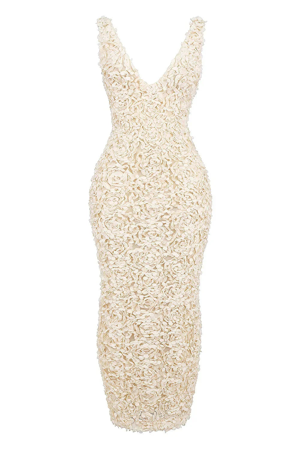 Levoire | Robe Maxi Cocktail Blanche Sans Manches À Décolleté En V