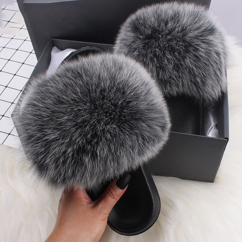 Levoire | Moda Fay Fluffy Slippers Chaussures Pour Femmes Joyeuses Et Colorées Pour L'Été Gris