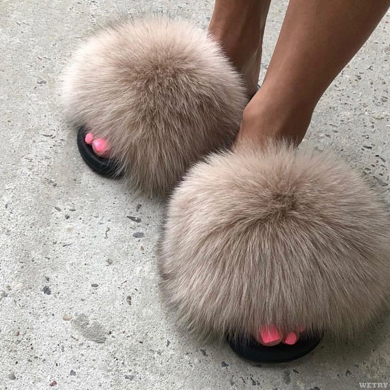 Levoire | Moda Fay Fluffy Slippers Chaussures Pour Femmes Joyeuses Et Colorées Pour L'Été Beige