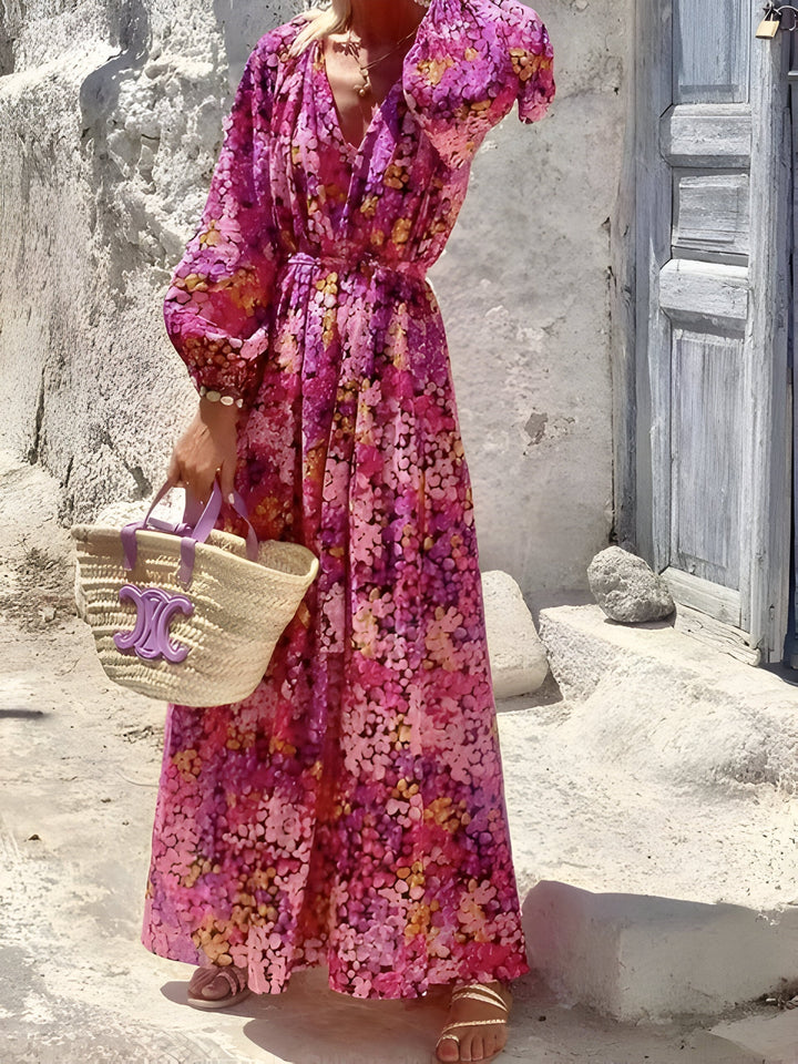 Levoire | Robe Élégante À Fleurs Pour Des Vacances D'Été Rosa