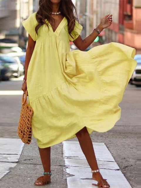 Levoire | Robe D'Été Chic Dans Un Beau Style Jaune