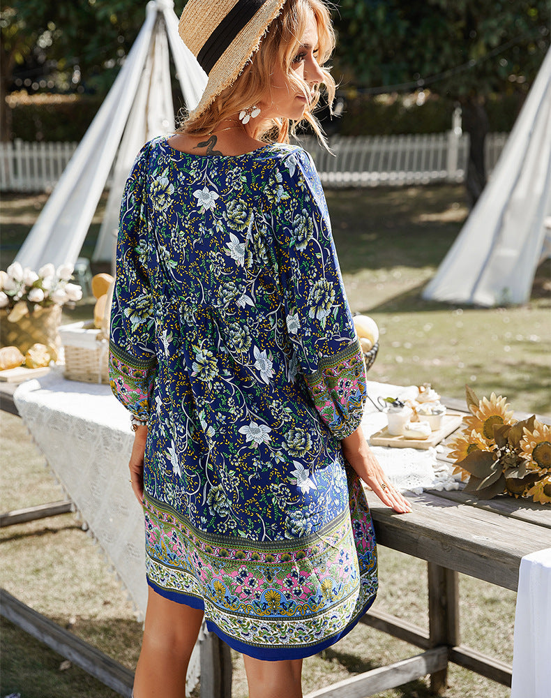 Levoire | Robe Mini À Fleurs À Manches Longues Robe D'Été