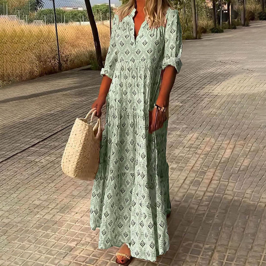 Levoire | Manches Longues Coupe Ample Robe Maxi Robe De Plage Maxi Vert