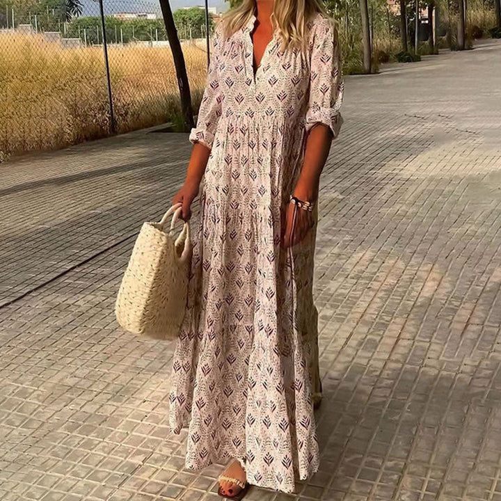 Levoire | Manches Longues Coupe Ample Robe Maxi Robe De Plage Maxi Rosa