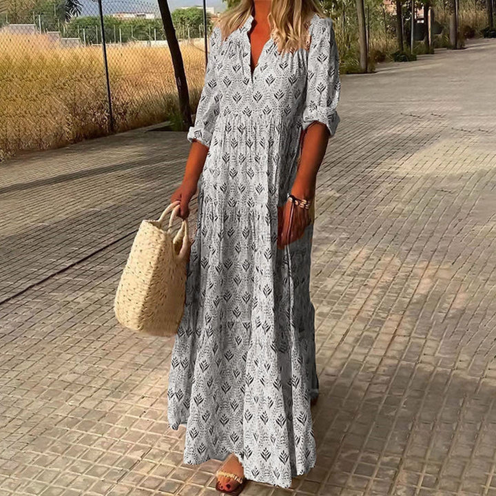 Levoire | Manches Longues Coupe Ample Robe Maxi Robe De Plage Maxi Gris