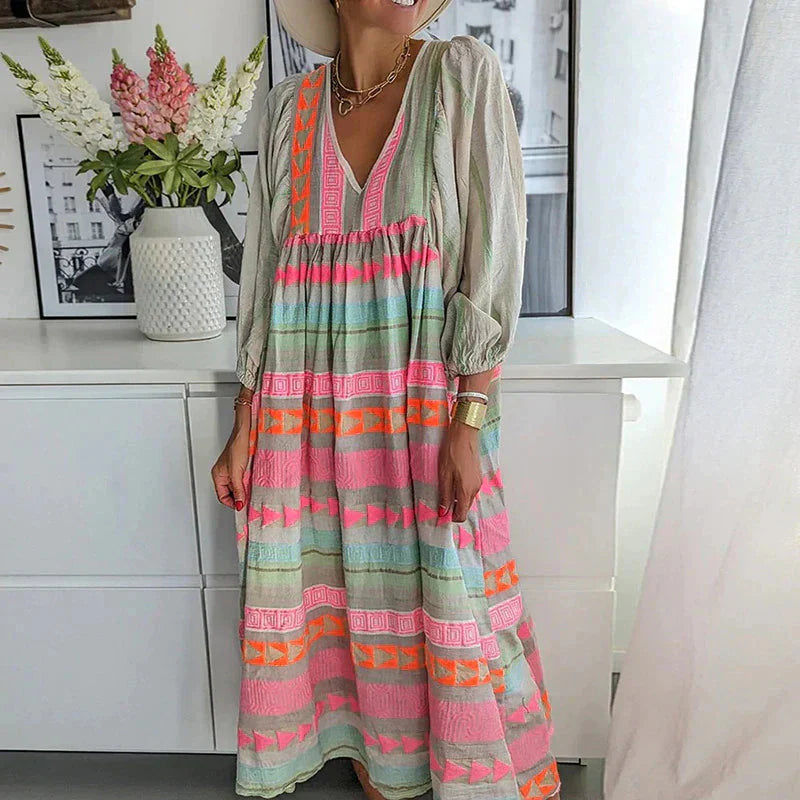 Levoire | Manches Longues Coupe Décontractée Robe Maxi Robe D'Été 2XL