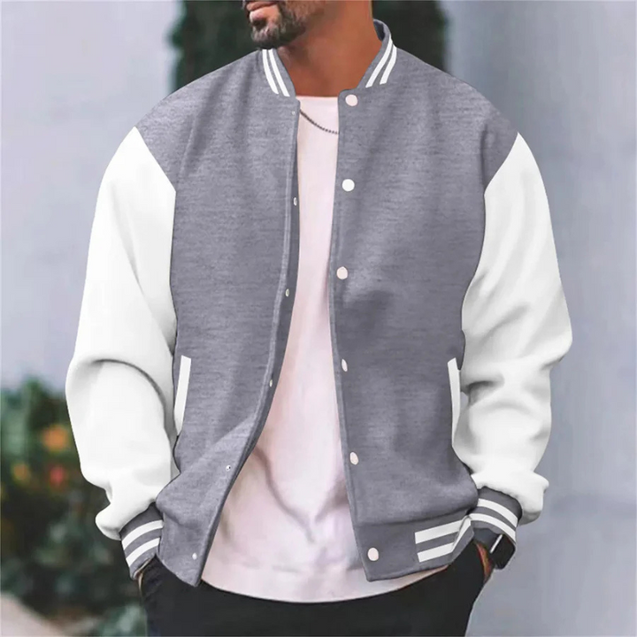 Levoire | Rippbündchen Fermeture À Boutons Veste De Baseball Veste Pour Hommes Gris