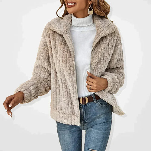 Levoire | Veste Automnale Décontractée À Zip Pour Femmes En Peluche