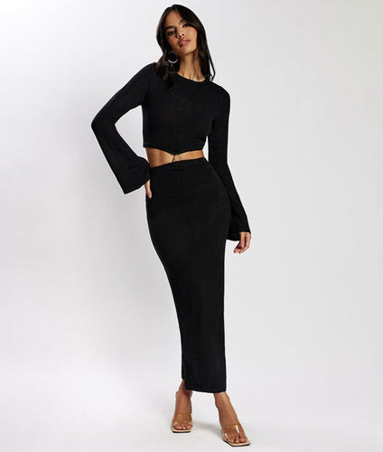 Levoire | Ensemble Jupe Cropped Et Maxi À Manches Longues