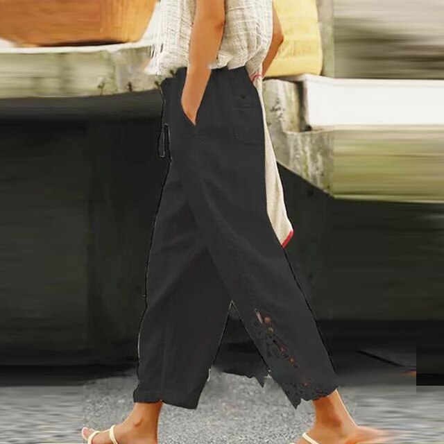 Levoire | Broderie Fleur Pantalon Noir1