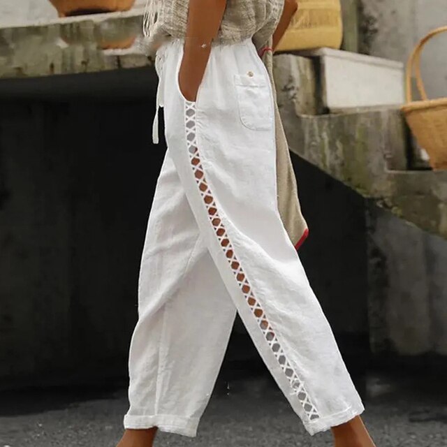 Levoire | Broderie Fleur Pantalon Blanc4