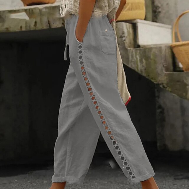Levoire | Broderie Fleur Pantalon Gris