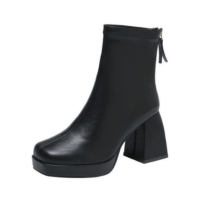 Levoire | Bottine avec Plateau Élégant et Tissu Stretch pour Femmes Noir