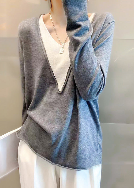 Levoire | Pull À Col En V Doux Avec Sensation Cachemire Gris