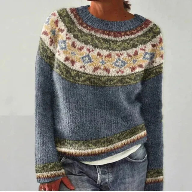 Levoire | Pull Rétro D'Automne Gris Étoiles