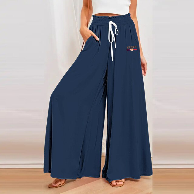 Levoire | Femmes Pantalon Large Taille Large Bleu marine