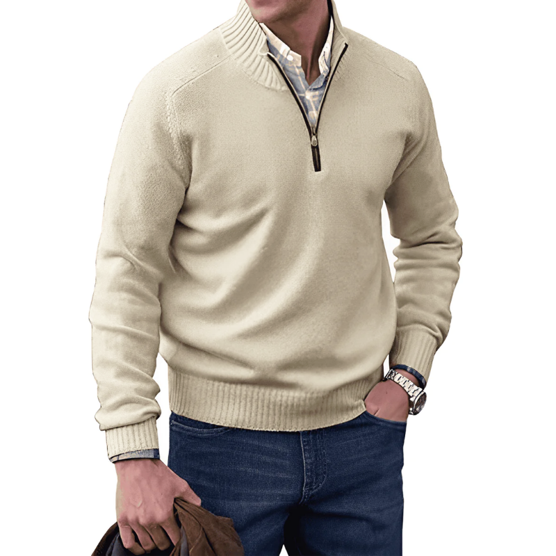 Levoire | Pull En Cachemire Avec Zip Beige clair