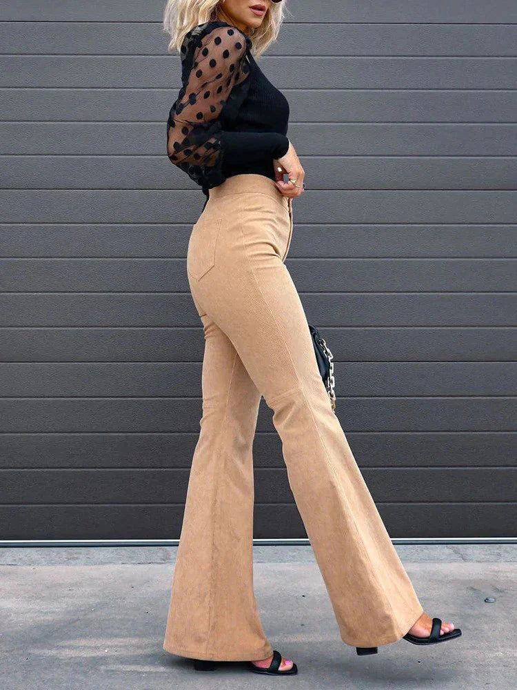 Levoire | Pantalon En Velours Côtelé Évasé Tendance Confortable Pour Toutes Les Occasions