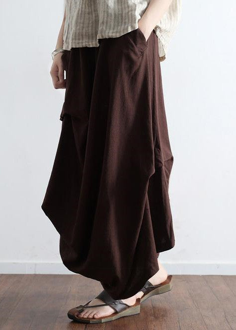 Levoire | Jupe En Lin Rouge Limitée Design Asymétrique Taille Élastique Jupe Longue