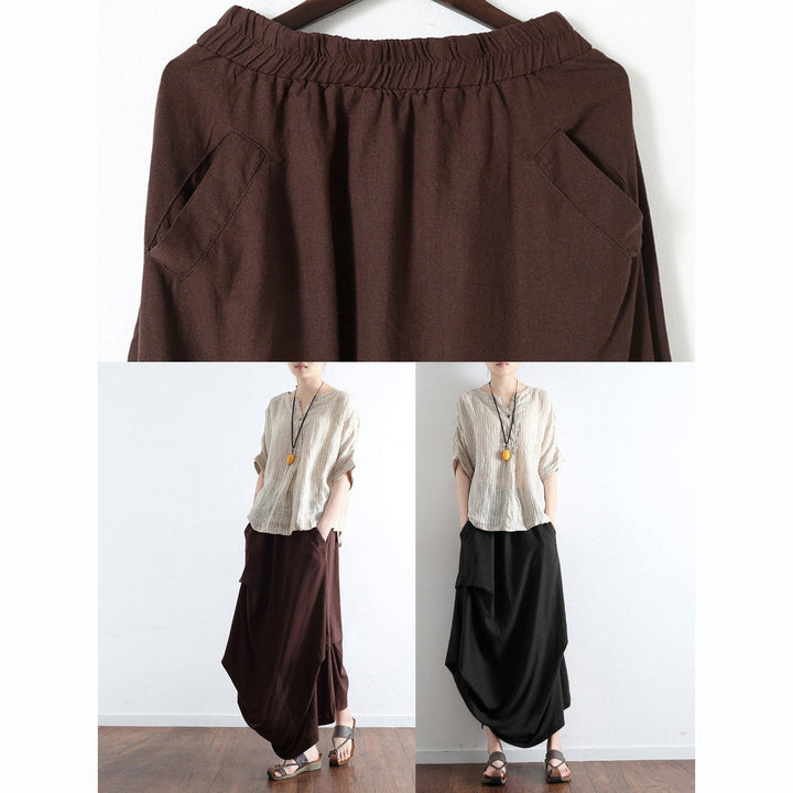 Levoire | Jupe En Lin Rouge Limitée Design Asymétrique Taille Élastique Jupe Longue